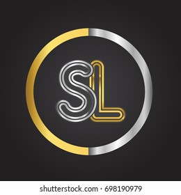 SL Letter logo in a circle. gold and silver colored. Vector design template elements for your business or company identity.