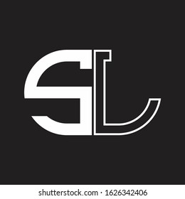 SL Letter logo monogram with oval shape negative space design template