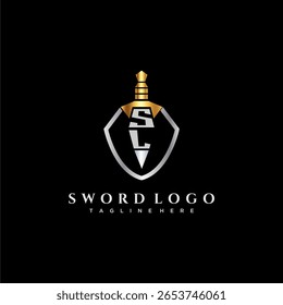 SL letter luxury monogram for shield and sword style image