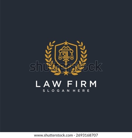 SL letter monogram logo for lawfirm with pillar and leaf image design
