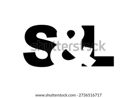 SL logo design in bold style. Black white identity symbol. Modern typography emblem. Corporate branding icon. Minimal business template.