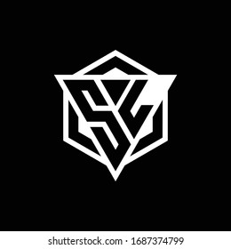 SL logo monogram with triangle and hexagon shape combination isolated on back and white colors