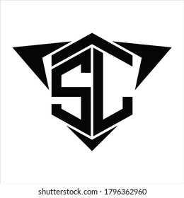 Monograma de logotipo SL con flecha de alas alrededor de la plantilla de diseño sobre fondo blanco