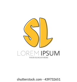 SL Logo. Vector Graphic Sphere Branding Letter Element. White Background