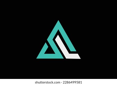 Logotipo de Monograma de las letras abstractas SL ,LS en forma de triángulo