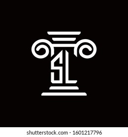 SL monogram logo with pillar style design template