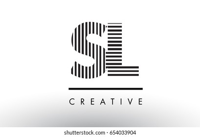 SL S L Black and White Letter Logo Design with Vertical and Horizontal Lines.