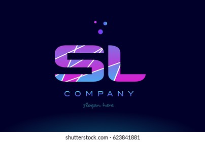 sl s l  creative color blue background pink purple magenta alphabet letter company logo vector icon