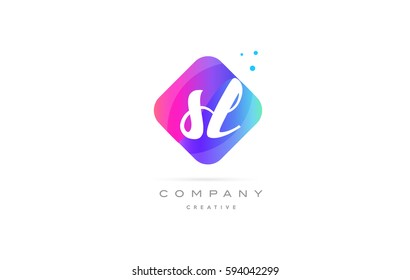 sl s l  pink blue rhombus abstract 3d alphabet company letter text logo hand writting written design vector icon template 