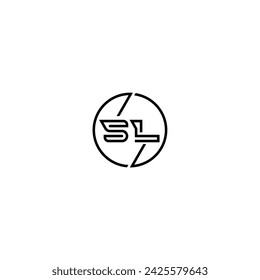 SL simple outline concept logo and circle of initial design black and white background