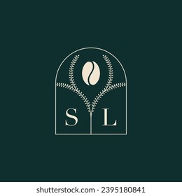 SL Unique and simple logo design combination of letters and coffee bean