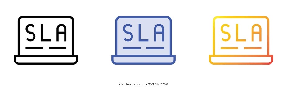 ícone do sla. Design de estilo linear, preenchimento azul e gradiente isolado em plano de fundo branco