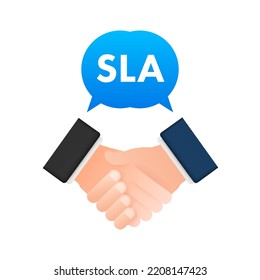 SLA - Service Level Agreement. Commitment between a service provider and a client. Vector stock illustration.