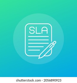 sla, icono de vector de línea de acuerdo de nivel de servicio