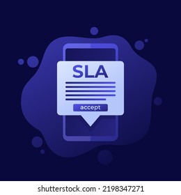 SLA, service level agreement in mobile app, vector design