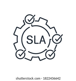 SLA. Service Level Agreement . Vector Line Icon Isolated On White Background.