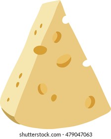 Slab of cheese. Vector slab of cheese flat icon. Icon of slab of cheese on white background for your design. Vector illustration on white background. Cheese icon big.