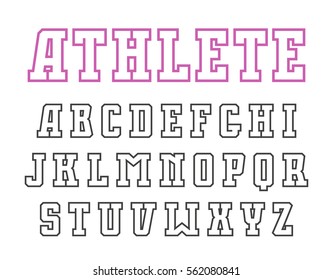 Slab serif contour font in sport style. Isolated on white background