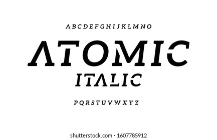 Slab serif italic typography. Stylish font set a to z.