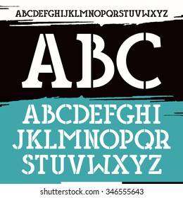 Slab serif stencil-plate font on brushstrokes background. For titles and logos