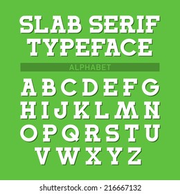 Slab Serif Typeface, Font, Alphabet. Vector.