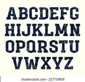 Slab-serif Font In The Retro Style Of College. Black Print On White Background