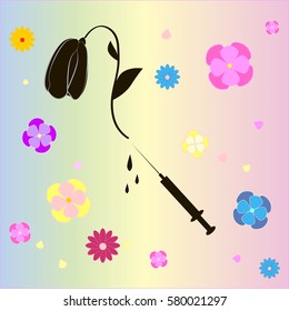 
Slack flower and syringe 
no drugs vector