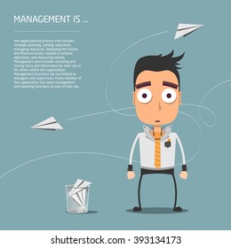 Slacker manager throwing paper airplane.