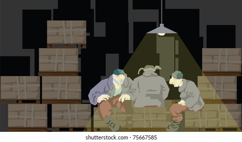 Slackers are playing cards in stock.