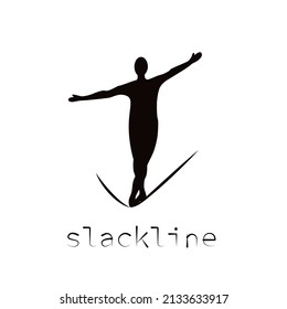 the slackline logo. silhouette of a man on a sling