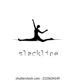 the slackline logo. silhouette of a man on a sling