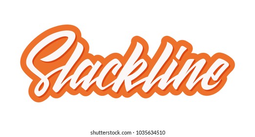 Slackline orange lettering logo isolated on white background. Modern calligraphy vector illustration for design t-shirts, banners, labels, apparel, competition.