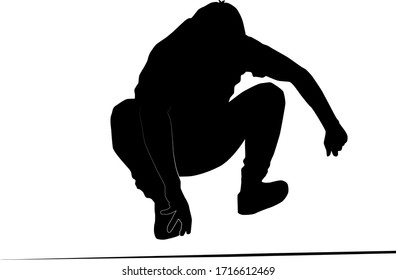 slackline silhouette, man jumping vector isolated on white background