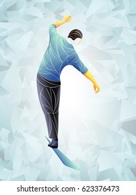 slackline stylized, athlete blue, bright,