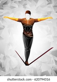 slackline stylized, brown, athlete