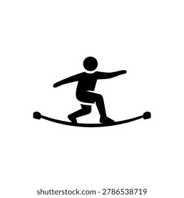 Slackliner Balancing On Suspended Line Icon Icon Isolated On White Background
