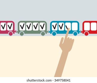 slacktivism: hand marking endless checkboxes on a moving train
