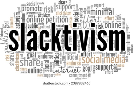 Slacktivism word cloud conceptual design isolated on white background.
