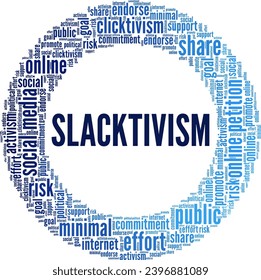 Slacktivism word cloud conceptual design isolated on white background.