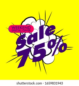 slae 75%, beautiful greeting card background or template banner with explode theme. vector design illustration