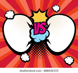 Slag versus, vs battle background with empty frames for names vector illustration. Vs championship and sport challenge, conflict and compare
