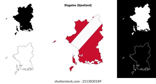 Slagelse municipality outline map set