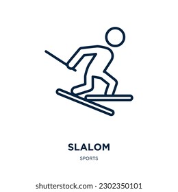 icono de slalom de la colección deportiva. Delgado slalom lineal, juego, icono de contorno de actividad aislado en fondo blanco. Signo de slalom vectorial de línea, símbolo para web y móvil