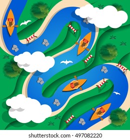 Slalom Kayak. View from above. Vector illustration.