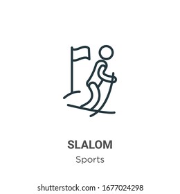 Icono de vector de contorno de inclinación. Icono de slalom negro en línea delgada, ilustración de elemento simple vector plano del concepto deportivo editable trazo aislado en fondo blanco