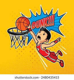 Slam Dunk Basketball Cartoon Vektorillustration