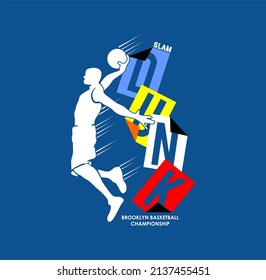 SLAM DUNK, Basketball Championship. Tees Design. 