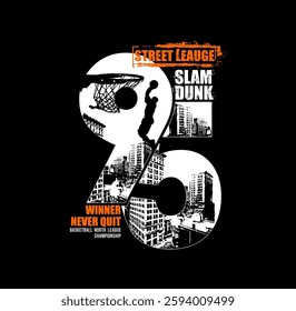 slam dunk. basketball championship. tees design vector illustration