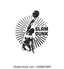 Slam dunk basketball logo design illustration. basketball championship logo design template
