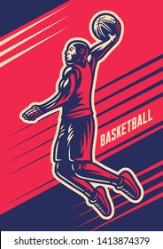 Slam dunk basketball player vector illustrations 